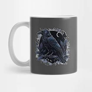 Raven Graphic Goth Black Crow Mug